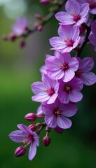 Obraz premium Delicate purple flowers bloom on Crepe Myrtle branches, garden, garden, crepe myrtle