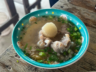 pork soup with vegetable on table