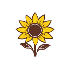 Fototapeta premium Simple 2D Sunflower Logo with Elegant Petal Details