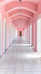 Pink Hallway Architecture Illustration