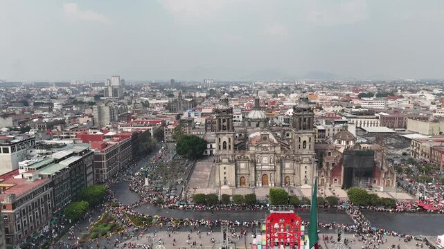 Day of the Dead celebrations in the Zocalo captured from a drone