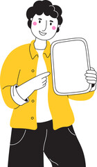 Doodle Character Boy With Advertising Board