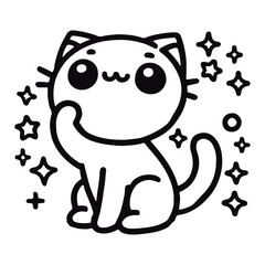 Adorable illustrator and line art of cats for coloring book
