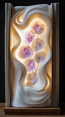 Obraz premium Elegant Floral Light Sculpture with Soft Illumination for Interior Design and Art Exhibitions
