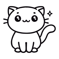 Adorable illustrator and line art of cats for coloring book

