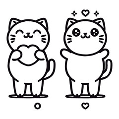 Adorable illustrator and line art of cats for coloring book
