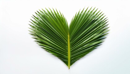 Obraz premium Heart-shaped palm frond on white background.