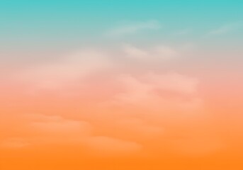 Fototapeta premium teal end peach orange gradient background, minimal composition 