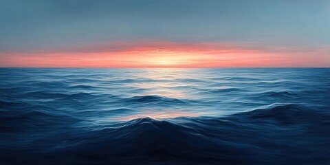 Obraz premium Tranquil Seascape at Dawn with Soft Pastel Colors and Minimalist Horizon
