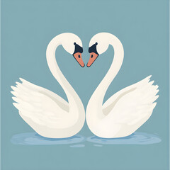 Fototapeta premium A pair of swans with their necks forming a heart