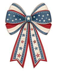 4th of July bows. Vector illustration isolated on white background. Patriotic Bow Coquette
