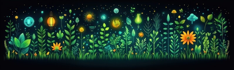 Ecological Icons Set for Nature and Sustainability with Green Symbols for Environment Technology