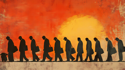 Obraz premium Labour shortages. Shadowfall. Illustration