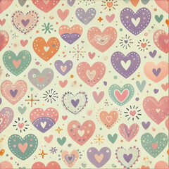 HEART DOODLE DESIGN BACKGROUND PRINT IN VECTOR