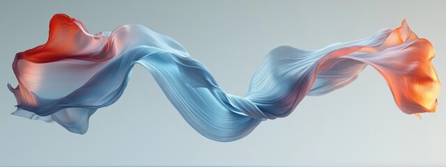 Obraz premium Dynamic Soft Satin Fabric in Motion on Pastel Blue Background for Luxury Winter Presentation