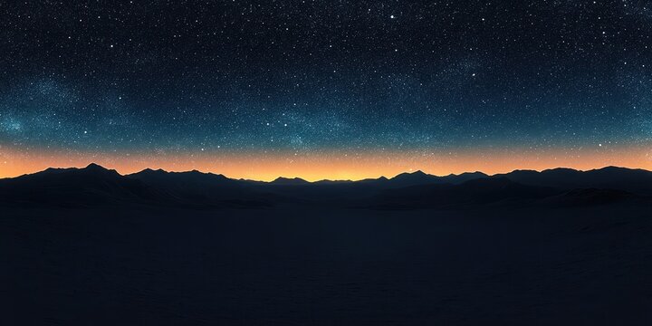 Starry Night Sky Texture Desert Landscape Equirectangular HDRI Spherical Panorama 360 Degree Cosmic View