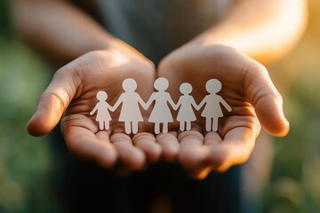Hands Holding Paper Cutout Family Multi Generation Concept for Family Wellness and Health Insurance