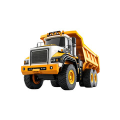 Powerful Yellow and White Articulated Dump Truck on on white background