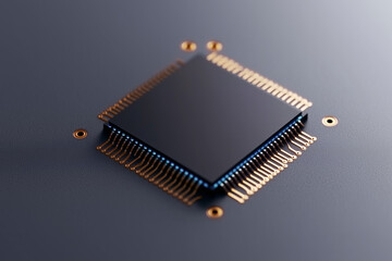 3D rendering of cyberpunk AI. Circuit board. Technology background. Central Computer Processors CPU and GPU concept. Motherboard digital chip
