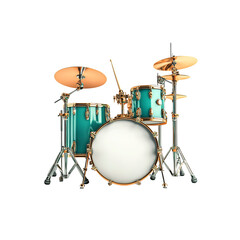 Teal and Gold Drum Kit Professional Music Instrument Set