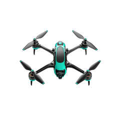 Teal and Black Drone with Camera, Top View