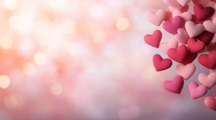 Fototapeta premium Romantic heart shapes floating soft background visual dreamy aesthetic concept