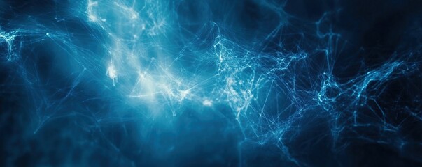 Fototapeta premium Exploring Intricate Network Structures: Digital Web, Connections, and Nodes, Glowing Brightly in the Dark