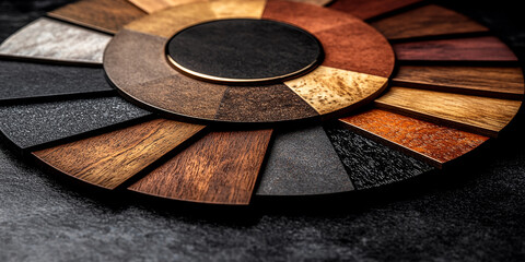 Fototapeta premium Circular Display of Wood and Laminate Samples 