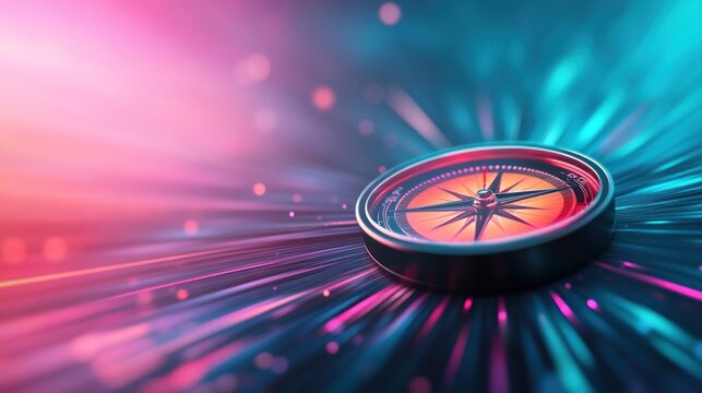 Navigating life's directions a close-up of a compass in a abstract environment