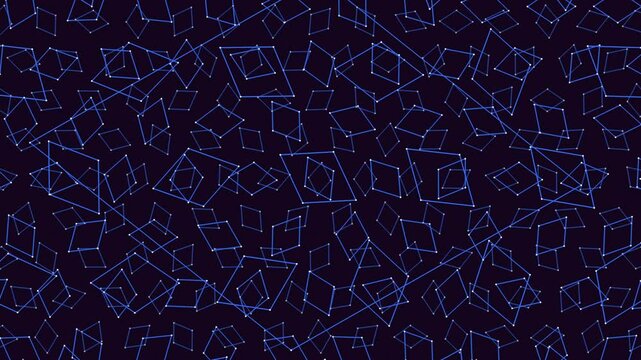 Abstract blue lines form a grid-like pattern, intertwining and running parallel to each other. The intricate design hints at interconnectedness and balance