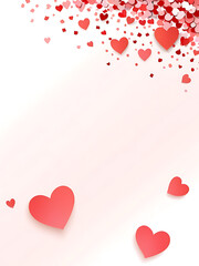 Pink Paper Hearts Confetti Overlay wedding card gift celebration design holiday background