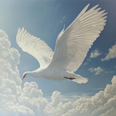 Obraz premium White Bird in Flight: A Serene Sky Painting