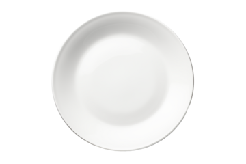 White plastic round plate, isolated on transparent background