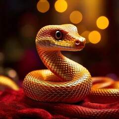 Fototapeta premium Happy Chinese New Year poster with snake illustration