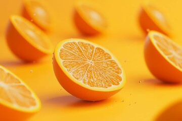 Water splash fruit on orange background