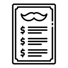 Pricelist of barber shop outline icon symbolizing service menu and pricing details