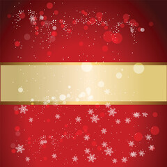 Red and gold festive background with snowflakes.