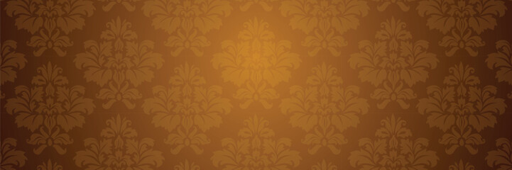 Seamless brown damask pattern background.