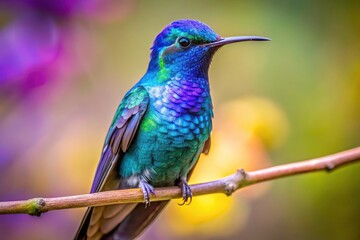 Obraz premium Sparkling Violetear Hummingbird Colombia, Bird Photography, Wildlife Photo, Nature Image, Jewel-toned Feathers, Avian Photography, Colombian Wildlife