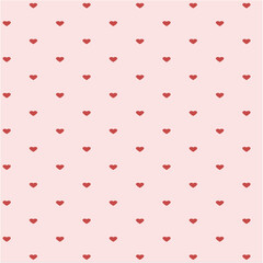Seamless pattern of red hearts on a pink background.