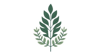 Stylized Green Plant With Branch And Leaves