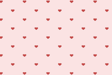 Seamless pattern with red hearts on pink background.