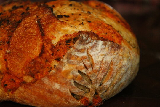 Fresh baked artisanal sourdough bread