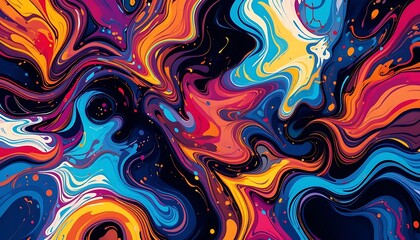Abstract Swirling Colorful Paint Design Artwork
