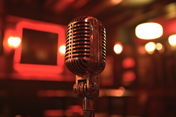 Vintage Microphone in Dramatic Lighting Setting
