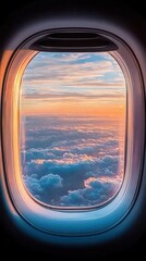 Fototapeta premium Breathtaking Aerial Sunset View from Airplane Window