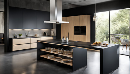 sleek kitchen with integrated stovetop