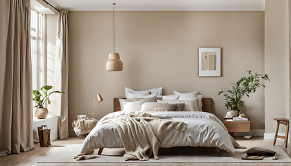 neutral toned bedroom with simple decor