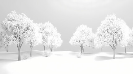 Winter wonderland scene with snow covered trees - generative ai. Windcrest. Illustration