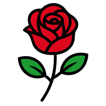 red rose flower with green leaves clip art preview